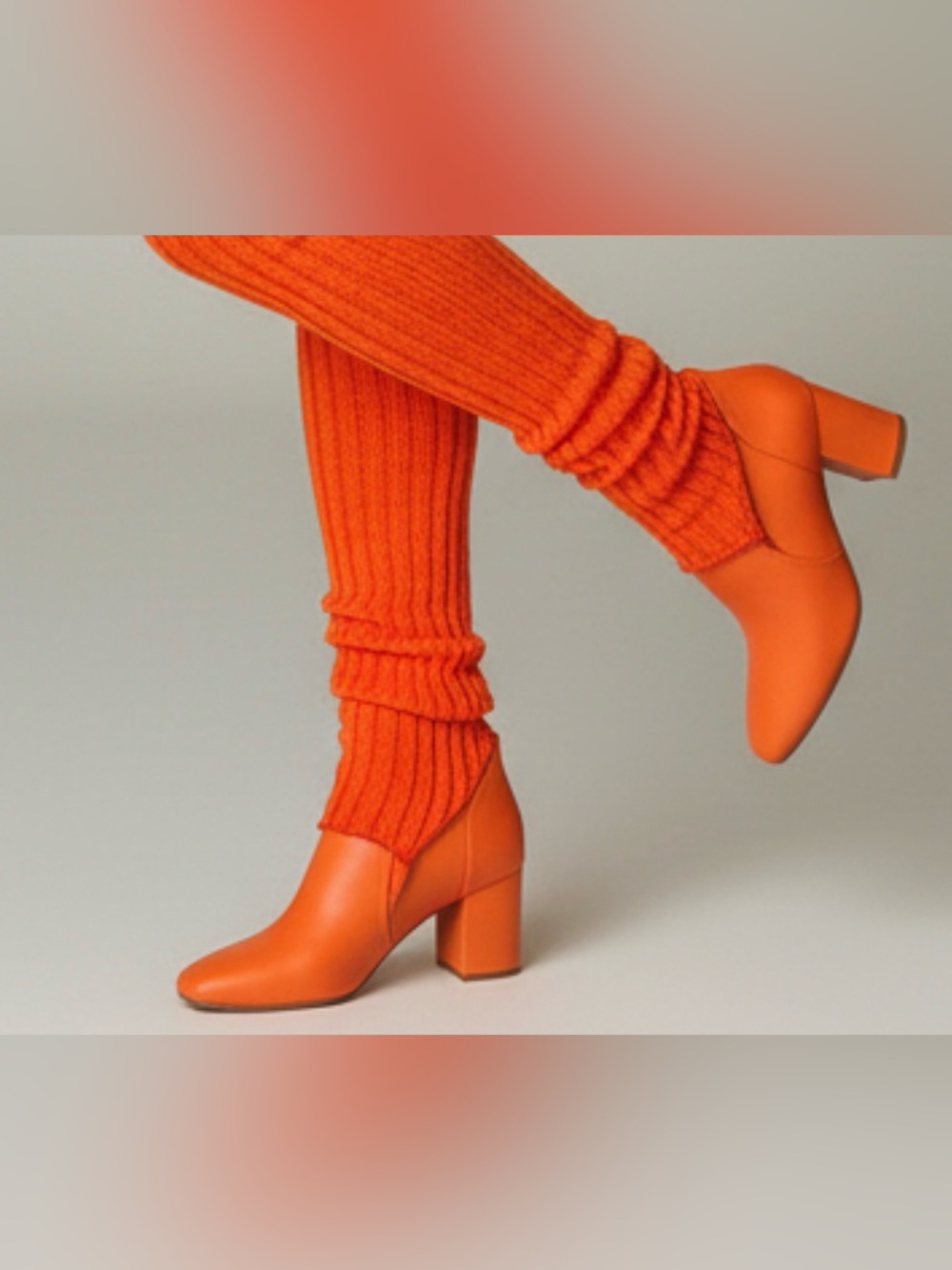 Stirrup Orange Ribbed Leg Warmers - Unbranded